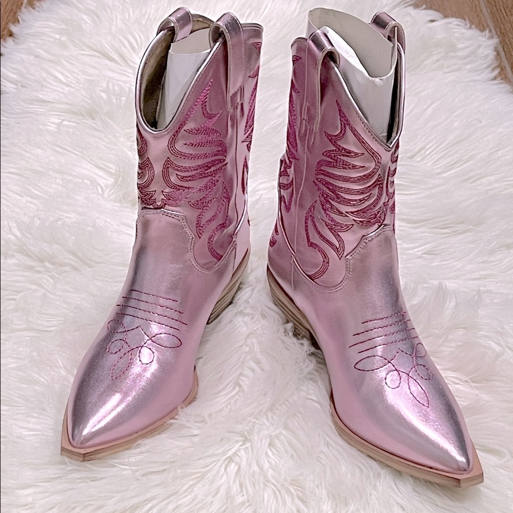 Shushop Pink Metallic Boots